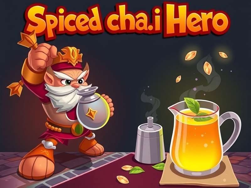 Spiced Chai Hero game banner featuring a hero brewing chai